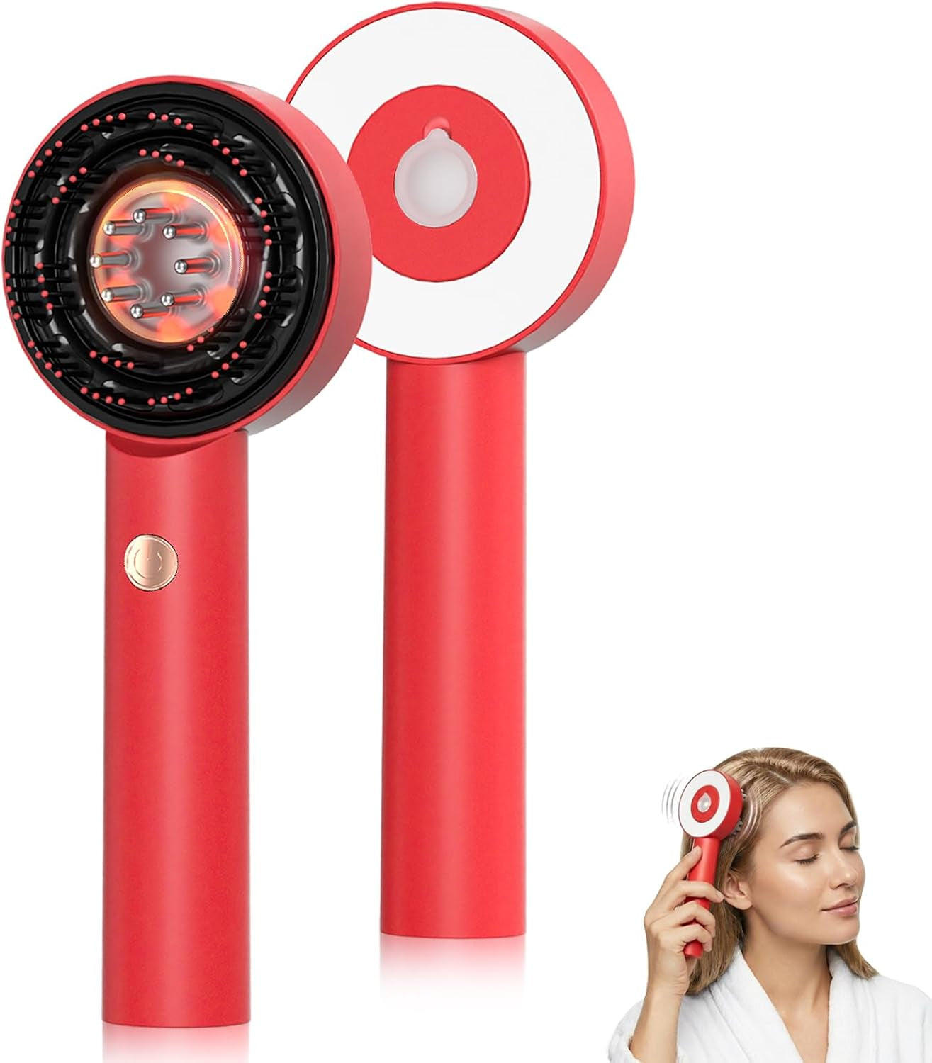 3 in 1 Scalp Massager, Hair Oil Applicator, Electric Scalp Brush, IPX7 Waterproof Hair Comb, Cordless & Portable Scalp Massage Device for Hair Growth, Home & Travel, Red