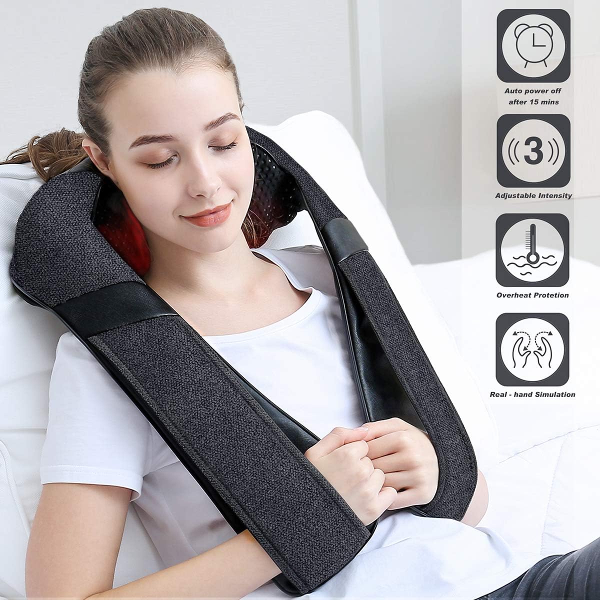 Gifts for Women Men, Neck Massager for Pain Relief Deep Tissue, Electric Shiatsu Shoulder & Back Massager with Heat, Christmas Mom Dad Gifts for Wife Husband Her Him Fathers Day (NOT Cordless)