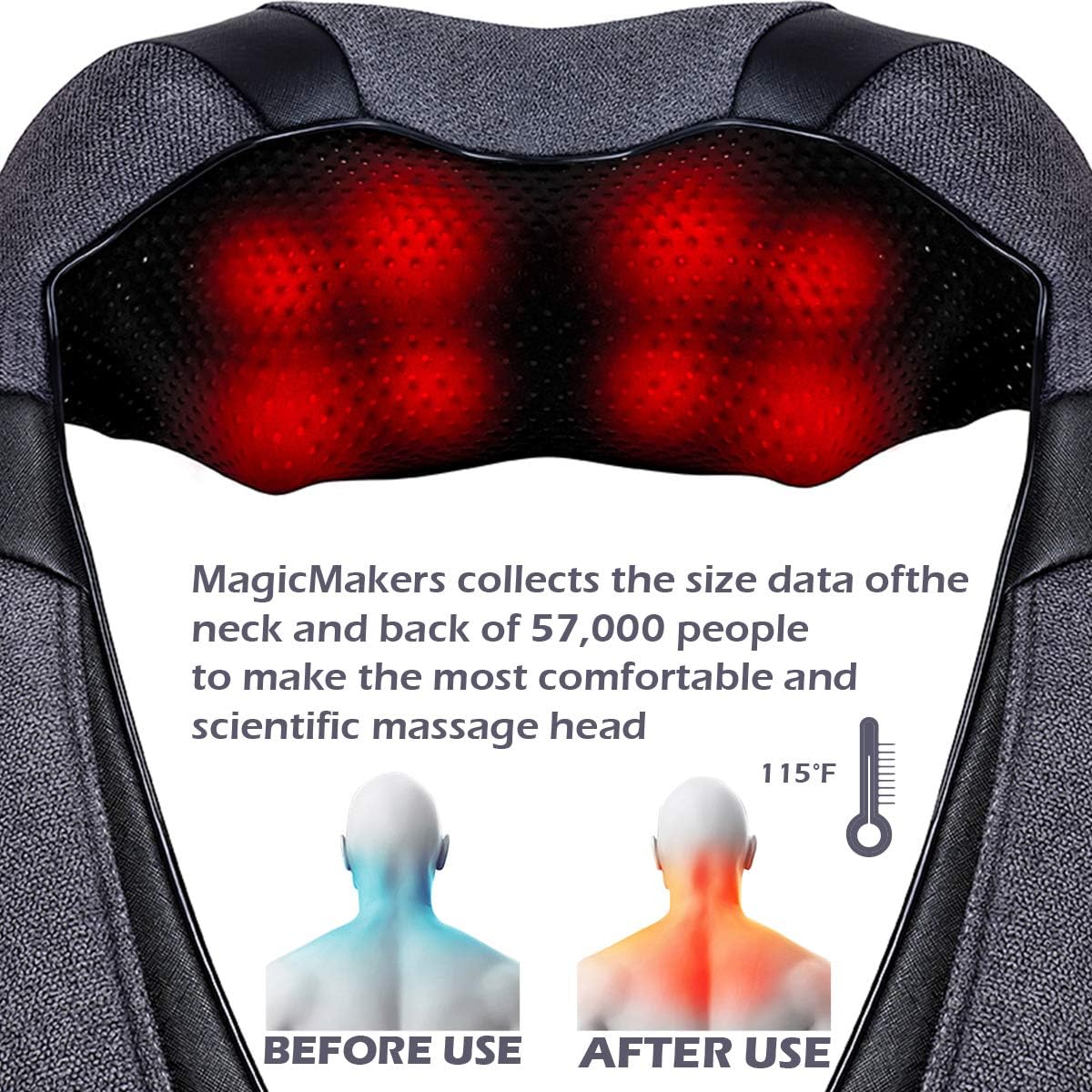 Gifts for Women Men, Neck Massager for Pain Relief Deep Tissue, Electric Shiatsu Shoulder & Back Massager with Heat, Christmas Mom Dad Gifts for Wife Husband Her Him Fathers Day (NOT Cordless)