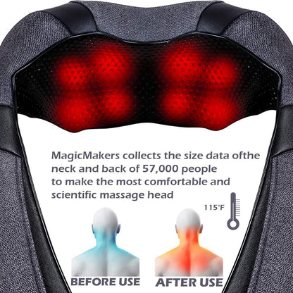 Gifts for Women Men, Neck Massager for Pain Relief Deep Tissue, Electric Shiatsu Shoulder & Back Massager with Heat, Christmas Mom Dad Gifts for Wife Husband Her Him Fathers Day (NOT Cordless)