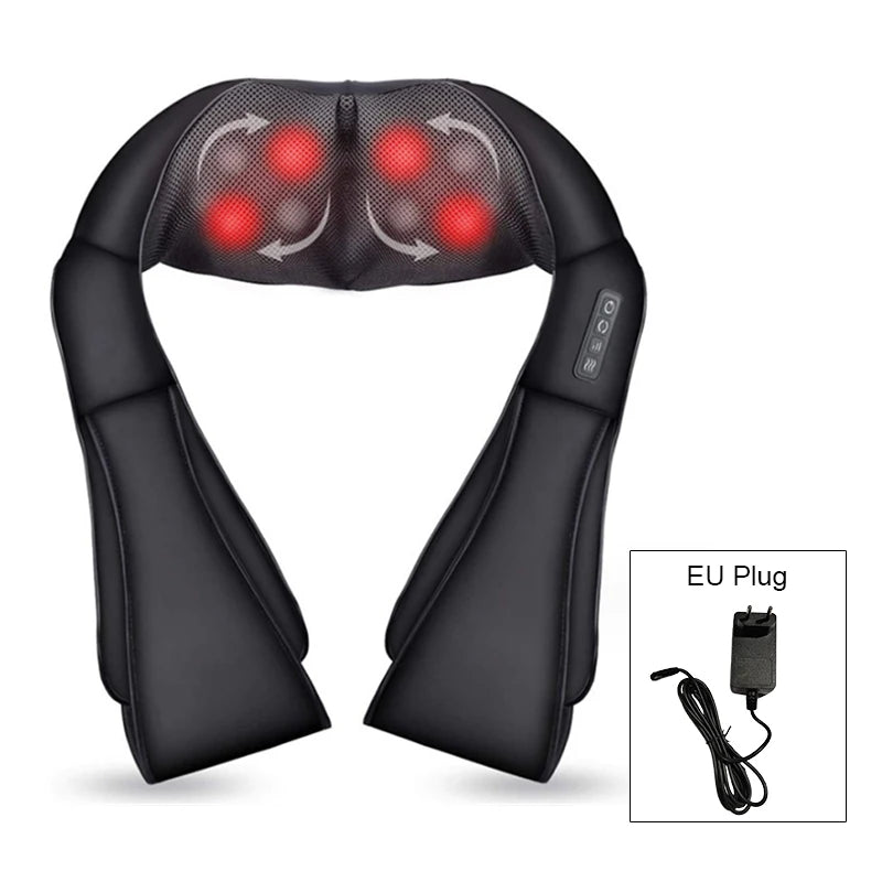 Shiatsu Neck and Shoulder Massager Heated Back Massager U Shape Deep Kneading Electric Massage Pillow for Neck Waist Leg Body